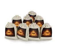 Illuminati Eye Burning Flames 8Pcs Drawstring Gift Bags Reusable Hessian Bags for Wedding Favors Party Jewelry Pouches