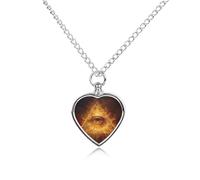 Illuminati Eye Burning Flames Ashes Necklace Dog Pet Urn Necklace Heart Cremation Jewelry with Fill Kit