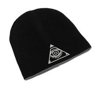 Illuminati Eye Symbol Pyramid Unisex Embroidered Double Layer Beanie Winter Hat Art Black