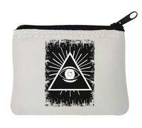 Illuminati NWO All Seeing Eye Triangle Neoprene Coin Purse Pouch 10x11cm White