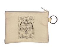 Illuminati Pyramid Skull Key Chain Coin Purse Beige