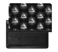 Illuminati Triangle Eye Novelty Passport Holder Slim Travel Wallet Passports Cover Card Case with Slot