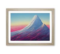 Illuminating Colourful Mountain H1022 Framed Print for Living Room Bedroom Home Office Décor, Wall Art Picture Ready to Hang, Oak A4 Frame (34 x 25 cm)