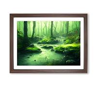 Illuminating Forest Stream H1022 Framed Print for Living Room Bedroom Home Office Décor, Wall Art Picture Ready to Hang, Walnut A3 Frame (46 x 34 cm)