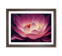 Illuminating Lotus Flower H1022 Framed Print for Living Room Bedroom Home Office Décor, Wall Art Picture Ready to Hang, Walnut A3 Frame (46 x 34 cm)