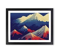 Illuminating Painted Mountains Abstract H1022 Framed Print for Living Room Bedroom Home Office Décor, Wall Art Picture Ready to Hang, Black A4 Frame (34 x 25 cm)