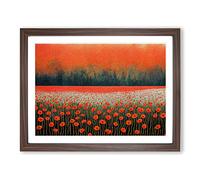 Illuminating Poppy Field Flowers H1022 Framed Print for Living Room Bedroom Home Office Décor, Wall Art Picture Ready to Hang, Walnut A2 Frame (64 x 46 cm)