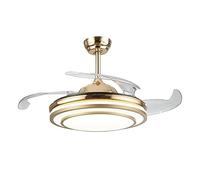Illumination Household 42-inch bedroom living room electric fan lamp can be remotely adjusted modern simple invisible ceiling fan lamp gold silver (Color : Gold color)