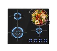 Illuminosa 4, Gas Hob, 4-Burner, Sabaf Burner, Glass Ceramic, Black