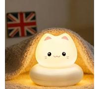 ILLUMYN Cat Night Light Kids, Cute Soft Glow Kitten Nightlight, Rechargeable Dimmable Bedside Lamp with 30mins Timer for Baby Toddler Children Kids Girls, Cute Stuff Room Decor