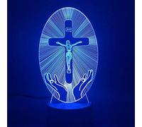 Illusion 3D Led Night Light Christianity Jesus Station of The Cross Visualization Crucifix Color Bible Changing Devout Decoration Lamp