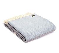 ILLUSION GREY & DUCK EGG BLUE PURE NEW WOOL THROW / BLANKET