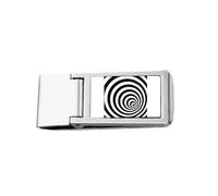 Illusion Line Repeat Circle Slim Money Clip Stainless Holder Pocket Wallet