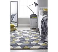 Illusion Modern Wool Rug for Bedroom Dining Living Room Hand Tufted Quality Luxury Rug Prism Ochre Small 80x150 cm (2'6"x5')