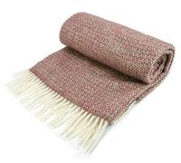 Illusion Pure New Wool Knee Rug Throw Small Blanket - Apple/Raspberry British Made