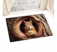 Illusion Rug | Squirrel and Dog Soft Non-Slip Quick Dry Mat,3D Carpets Optical Illusion - for Entryway Bedroom Hallways Home Holiday Halloween Thanksgiving New Year Party Eve Decor