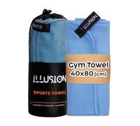 illusion Small Microfibre Gym Towel for Active Sports (40x80cm) - Lightweight Quick Dry Towel - Ideal for Cardio, Cycling, Strength Training, Yoga, and Running, Perfect for Athletes Training Outdoors