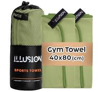 illusion Small Microfibre Gym Towel for Active Sports (40x80cm) - Lightweight Quick Dry Towel - Ideal for Cardio, Cycling, Strength Training, Yoga, and Running, Perfect for Athletes Training Outdoors