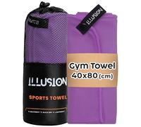 illusion Small Microfibre Gym Towel for Active Sports (40x80cm) - Lightweight Quick Dry Towel - Ideal for Cardio, Cycling, Strength Training, Yoga, and Running, Perfect for Athletes Training Outdoors
