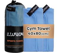 illusion Small Microfibre Gym Towel for Active Sports (40x80cm) - Lightweight Quick Dry Towel - Ideal for Cardio, Cycling, Strength Training, Yoga, and Running, Perfect for Athletes Training Outdoors
