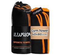 illusion Small Microfibre Gym Towel for Active Sports (40x80cm) - Lightweight Quick Dry Towel - Ideal for Cardio, Cycling, Strength Training, Yoga, and Running, Perfect for Athletes Training Outdoors