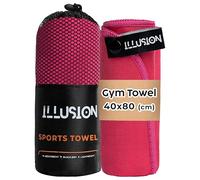 illusion Small Microfibre Gym Towel for Active Sports (40x80cm) - Lightweight Quick Dry Towel - Ideal for Cardio, Cycling, Strength Training, Yoga, and Running, Perfect for Athletes Training Outdoors