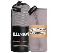 illusion Small Microfibre Gym Towel for Active Sports (40x80cm) - Lightweight Quick Dry Towel - Ideal for Cardio, Cycling, Strength Training, Yoga, and Running, Perfect for Athletes Training Outdoors