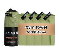 illusion Small Microfibre Gym Towel for Active Sports (40x80cm) - Lightweight Quick Dry Towel - Ideal for Cardio, Cycling, Strength Training, Yoga, and Running, Perfect for Athletes Training Outdoors