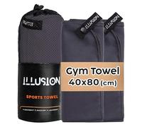 illusion Small Microfibre Gym Towel for Active Sports (40x80cm) - Lightweight Quick Dry Towel - Ideal for Cardio, Cycling, Strength Training, Yoga, and Running, Perfect for Athletes Training Outdoors