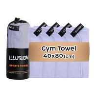 illusion Small Microfibre Gym Towel for Active Sports (40x80cm) - Lightweight Quick Dry Towel - Ideal for Cardio, Cycling, Strength Training, Yoga, and Running, Perfect for Athletes Training Outdoors