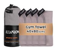 illusion Small Microfibre Gym Towel for Active Sports (40x80cm) - Lightweight Quick Dry Towel - Ideal for Cardio, Cycling, Strength Training, Yoga, and Running, Perfect for Athletes Training Outdoors