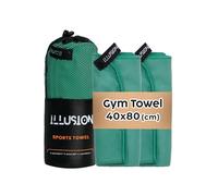 illusion Small Microfibre Gym Towel for Active Sports (40x80cm) - Lightweight Quick Dry Towel - Ideal for Cardio, Cycling, Strength Training, Yoga, and Running, Perfect for Athletes Training Outdoors