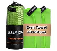 illusion Small Microfibre Gym Towel for Active Sports (40x80cm) - Lightweight Quick Dry Towel - Ideal for Cardio, Cycling, Strength Training, Yoga, and Running, Perfect for Athletes Training Outdoors