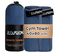 illusion Small Microfibre Gym Towel for Active Sports (40x80cm) - Lightweight Quick Dry Towel - Ideal for Cardio, Cycling, Strength Training, Yoga, and Running, Perfect for Athletes Training Outdoors