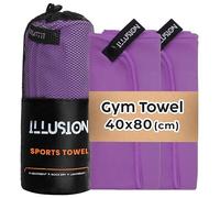 illusion Small Microfibre Gym Towel for Active Sports (40x80cm) - Lightweight Quick Dry Towel - Ideal for Cardio, Cycling, Strength Training, Yoga, and Running, Perfect for Athletes Training Outdoors