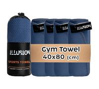 illusion Small Microfibre Gym Towel for Active Sports (40x80cm) - Lightweight Quick Dry Towel - Ideal for Cardio, Cycling, Strength Training, Yoga, and Running, Perfect for Athletes Training Outdoors