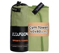 illusion Small Microfibre Gym Towel for Active Sports (40x80cm) - Lightweight Quick Dry Towel - Ideal for Cardio, Cycling, Strength Training, Yoga, and Running, Perfect for Athletes Training Outdoors