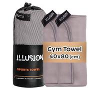 illusion Small Microfibre Gym Towel for Active Sports (40x80cm) - Lightweight Quick Dry Towel - Ideal for Cardio, Cycling, Strength Training, Yoga, and Running, Perfect for Athletes Training Outdoors