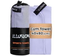 illusion Small Microfibre Gym Towel for Active Sports (40x80cm) - Lightweight Quick Dry Towel - Ideal for Cardio, Cycling, Strength Training, Yoga, and Running, Perfect for Athletes Training Outdoors