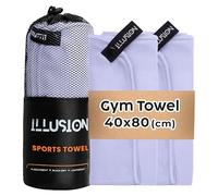illusion Small Microfibre Gym Towel for Active Sports (40x80cm) - Lightweight Quick Dry Towel - Ideal for Cardio, Cycling, Strength Training, Yoga, and Running, Perfect for Athletes Training Outdoors