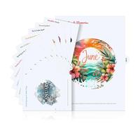 Illustrated 12-Month Tab Dividers for 6-Ring Planners, Half-Letter (8.5 × 5.5 in) - Jan-Dec Seasonal Artwork, Laminated Tabs, Heavy 350 gsm Cardstock A5 Binder Inserts, Fits Filofax & Franklin Planner