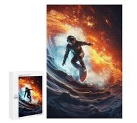 Illustrated Astronaut Surfing in Space -4 Jigsaw Puzzle, 1000 PCS, for Adults, Versatile Leisure for Adults Who Enjoy Jigsaws, for Family Fun