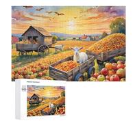 Illustrated Autumn Harvest Festival Scene Jigsaw Puzzle, 1000 PCS, for Adults, A Creative Way to Unwind after A Busy Day, for Cosy Nights