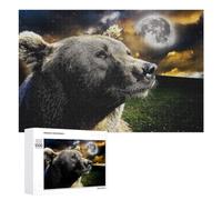 Illustrated Bear Moon Galaxy Jigsaw Puzzle, 1000 PCS, for Adults, An Engaging Indoor Activity for Quiet Evenings, at Home