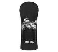 Illustrated Black Motorcycle Golf Cover Set Premium Leather Headcovers with Interchangeable No. Tags for Driver Fairway Wood Hybrids