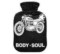 Illustrated Black Motorcycle hot Water Bottle with Soft Cover, 2L Warm Water Bottle for Bed for Neck Shoulder Warmer,Neck Shoulder Warmer,Bolsa Caliente para Dolores musculares