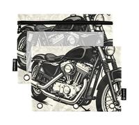 Illustrated Black Motorcycle Pencil pouching for Binder with Clear Window Soft Pencil case Large and Sturdy Binders 3 Ringing for Office Supplies Multicolored 2 PCS