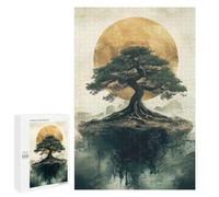 Illustrated Bonsai Tree Moon Jigsaw Puzzle, 1000 PCS, for Adults, A Focused Activity for Patient Adult Puzzlers, at Home