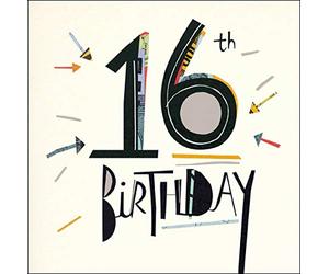 Illustrated Boy's 16th Birthday Card from The Mambo Range - Age 16 - Silver Foil Finish - for Him