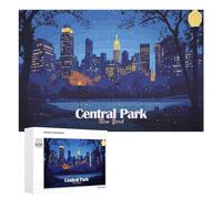 Illustrated Central Park at Night, New York Jigsaw Puzzle, 1000 PCS, for Adults, A Creative Way to Unwind after A Busy Day, for Family Fun